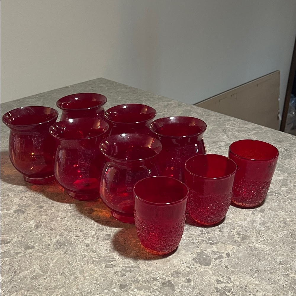 Set of Red Glass Tumblers